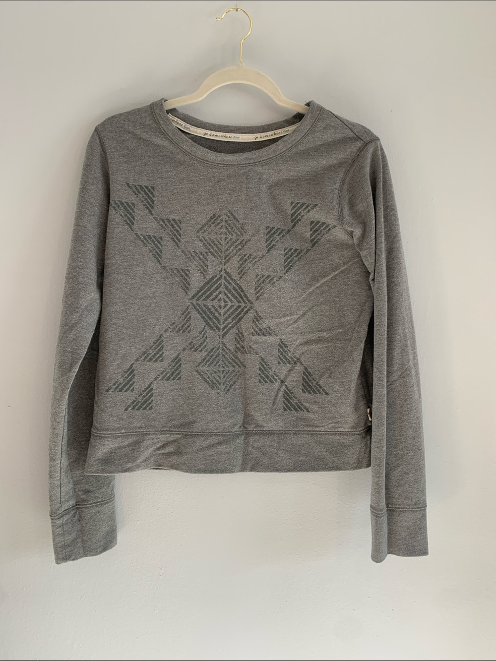 TOMS Gray Geometric Crewneck Sweatshirt
